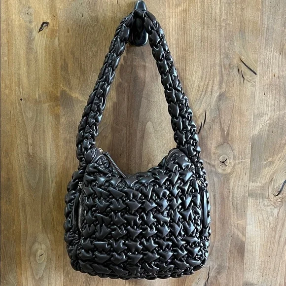 Sondra Roberts | Chocolate Brown Quilted Hobo Bag - Picture 12 of 15